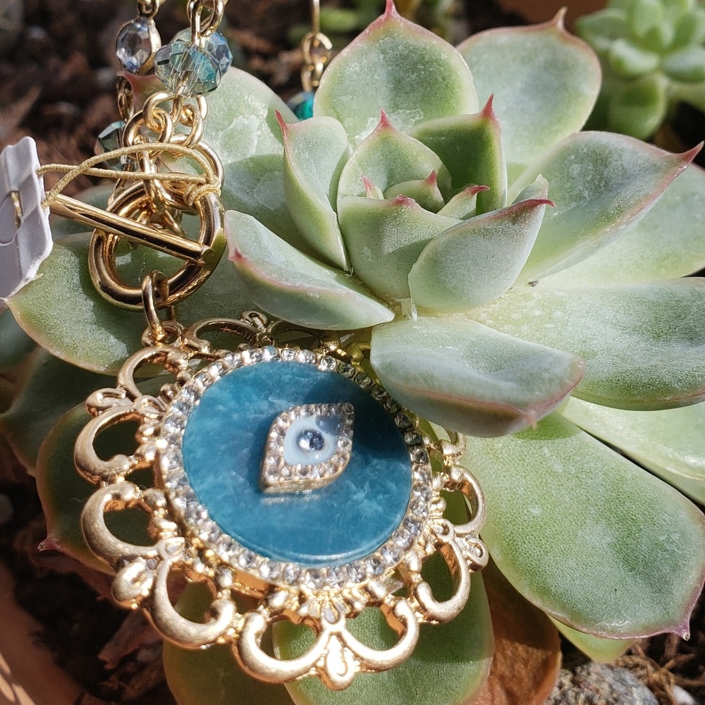 🧿 Teal Evil Eye Coin Mandala Protection Talisman